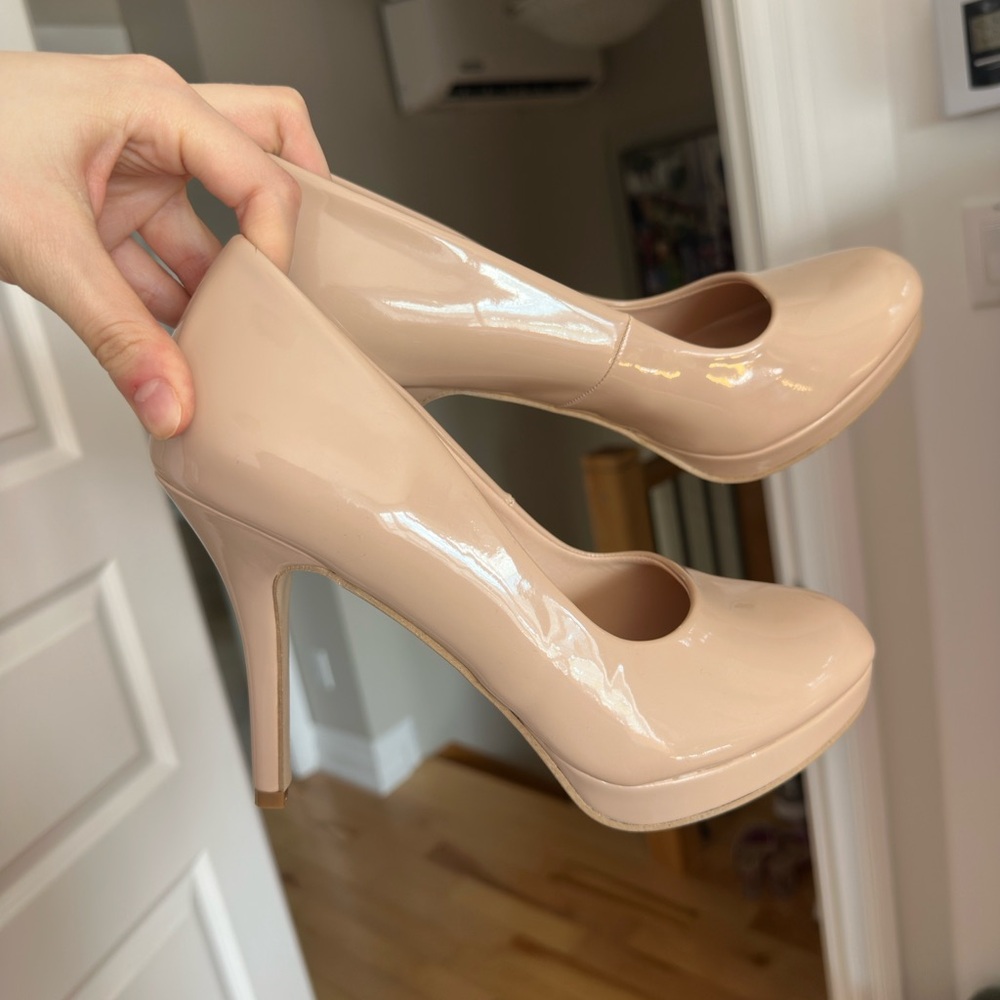 Elegant Nude Patent Leather Pumps